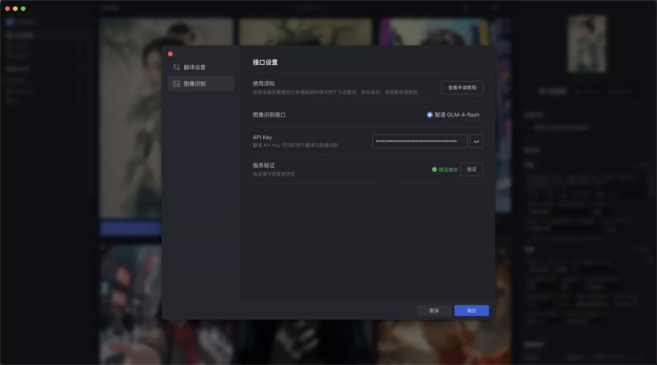图像识别设置页面